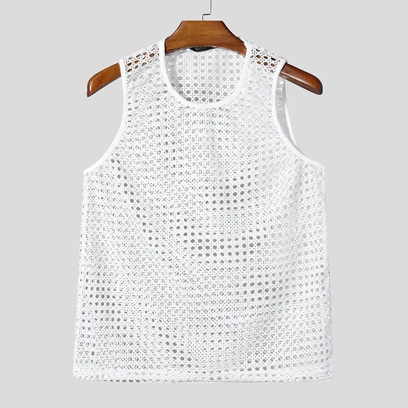 Incerun Men's Mesh Transparent Tank Top Vest