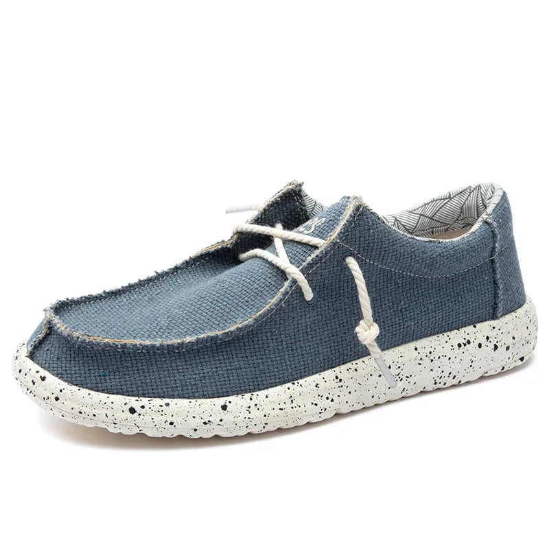 Men's Canvas Denim-Style Sneakers - Breathable Vulcanized Casual Shoes for Men