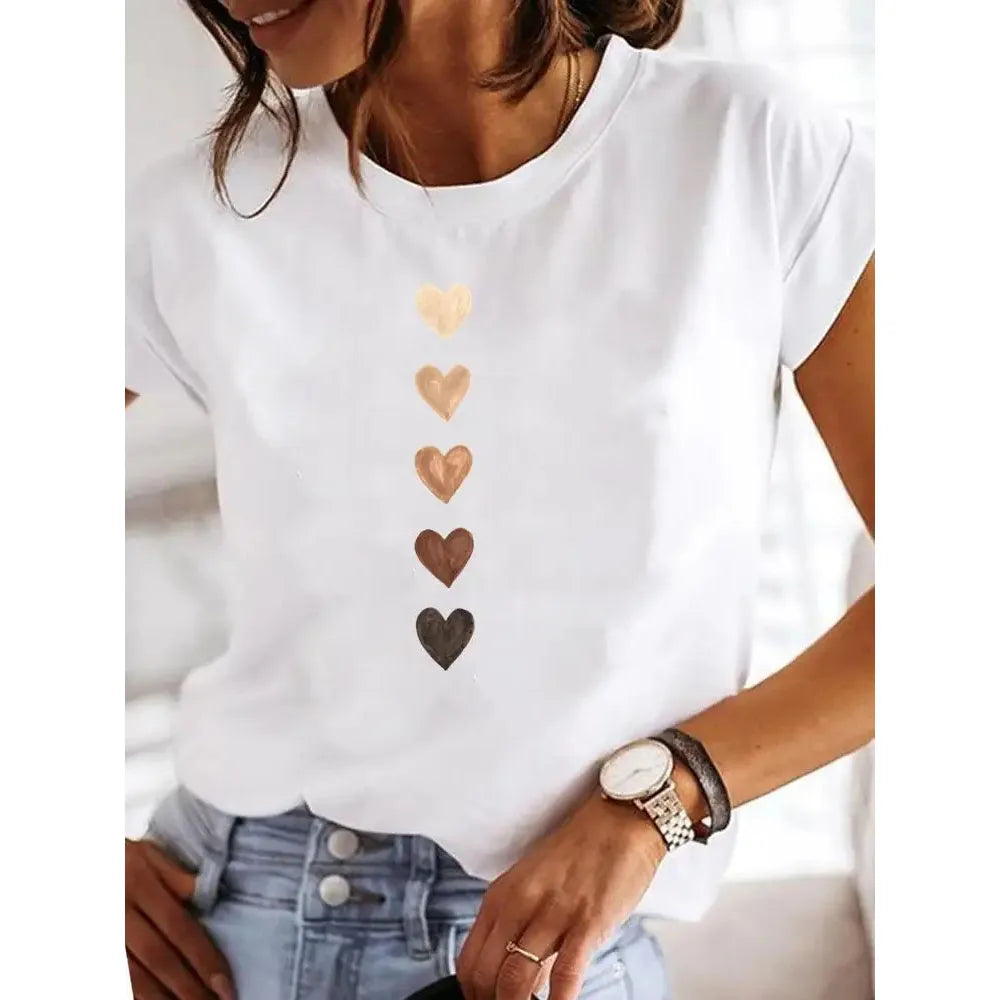 Heart Print Women's Summer T-Shirt