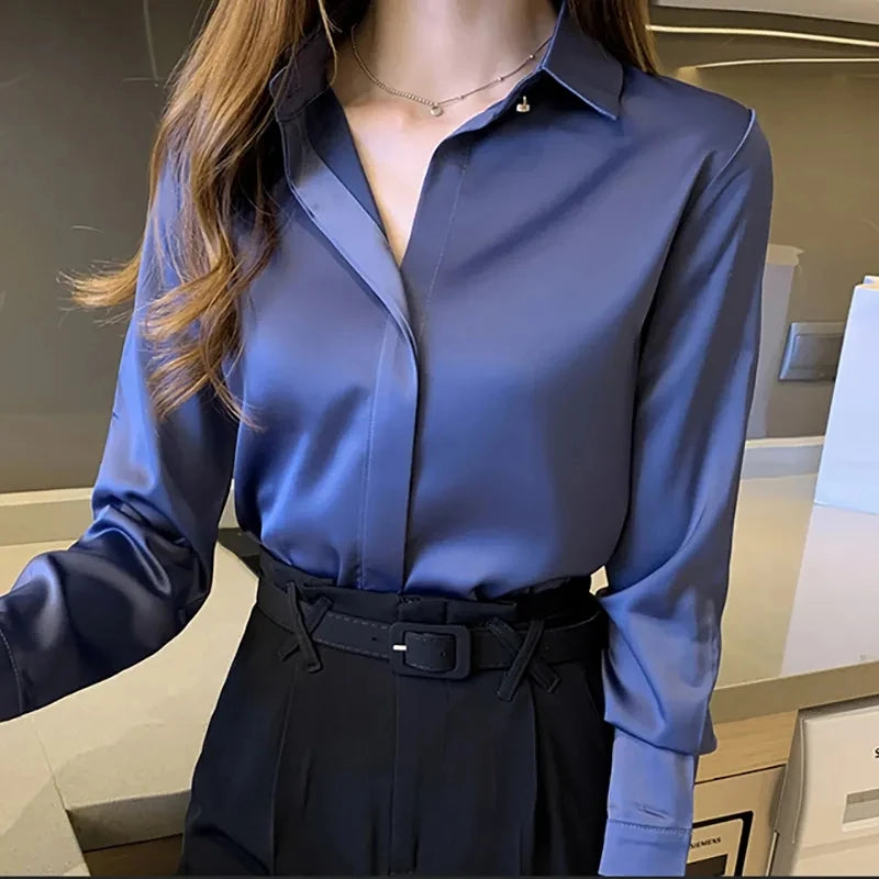 Women's Elegant Long Sleeve Shirt - Various Colors