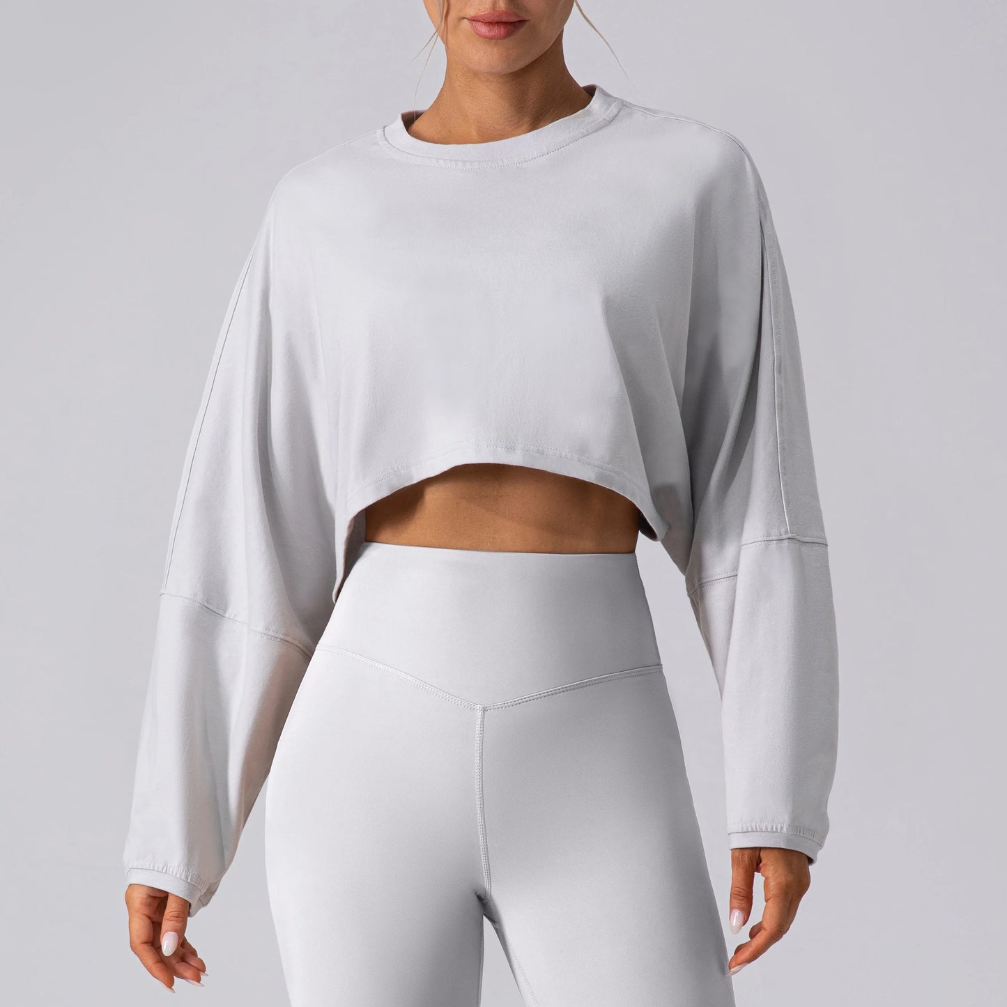 Women's Long Sleeve Sports Crop Top - Loose Fit Athletic Sweater