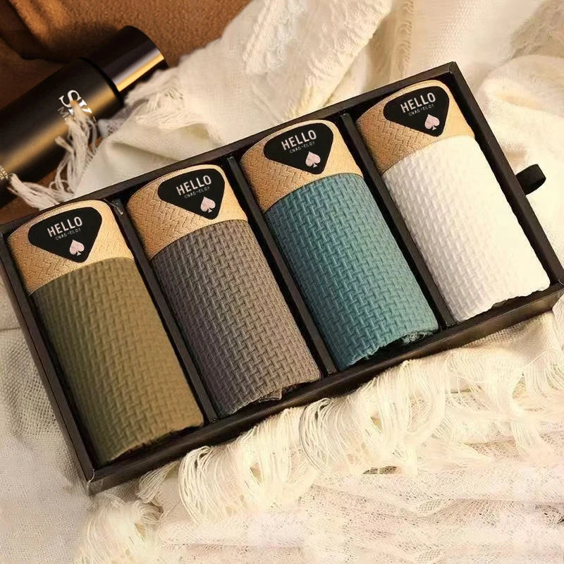 4 Pack Men's Ice Silk Boxer Shorts - Breathable, Cool, Thin Underwear for Men