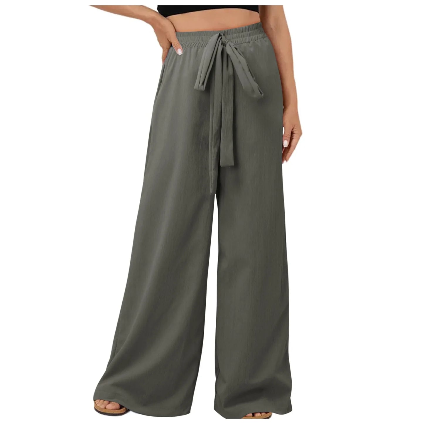 Women's Wide Leg Loose Fit Drawstring Casual Pants