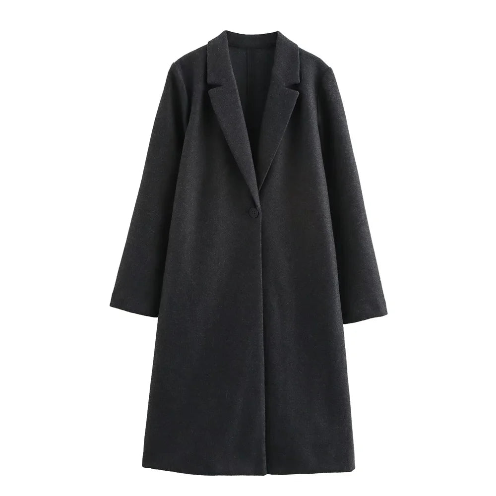 Women's Oversized Soft Long Coat with Button Closure