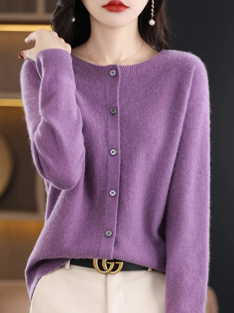 Women's Long Sleeve Merino Wool Cardigan