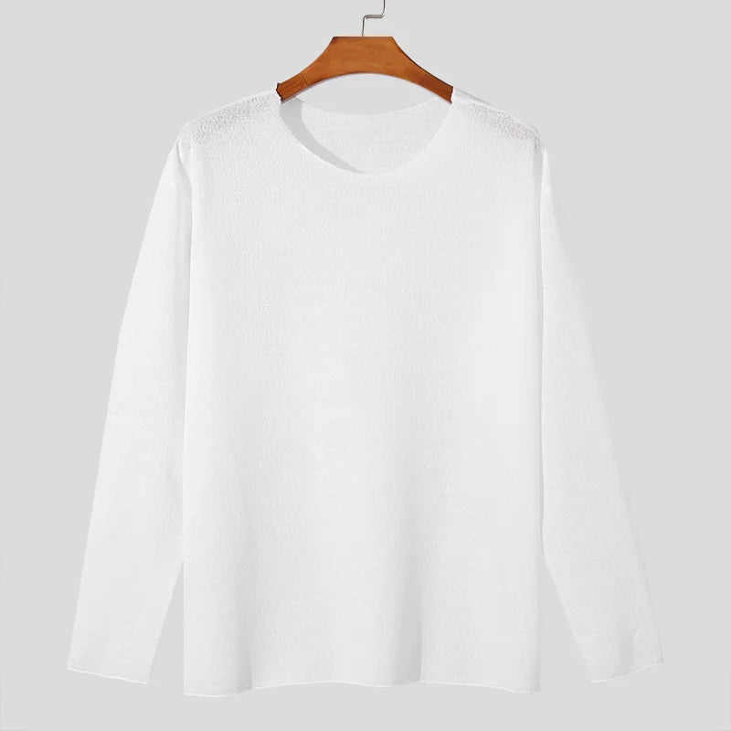 Men's Casual O-Neck Long Sleeve Breathable Sweater