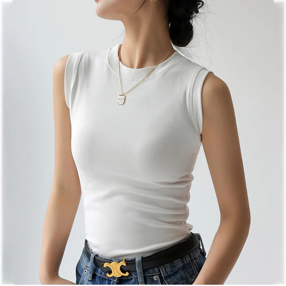 Women's Cotton Round Neck Camisole Vest