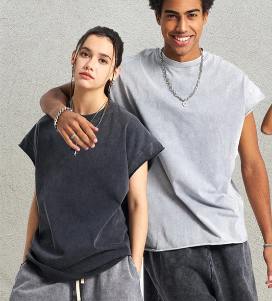 ZODF Unisex Cotton Tank Top – Oversized Loose Fit Sleeveless Vest