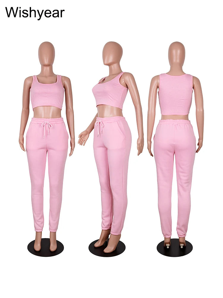 Wisyear Women's 3-Piece Velvet Tracksuit Set - Crop Hoodie, Vest, and Sweatpants Matching Outfit