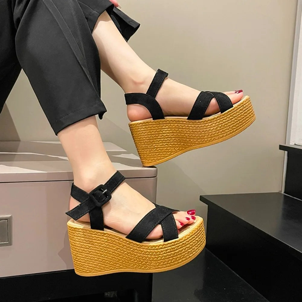 Women's 9cm High Heel Sandals – Platform Open Toe Shoes with Slope Hee