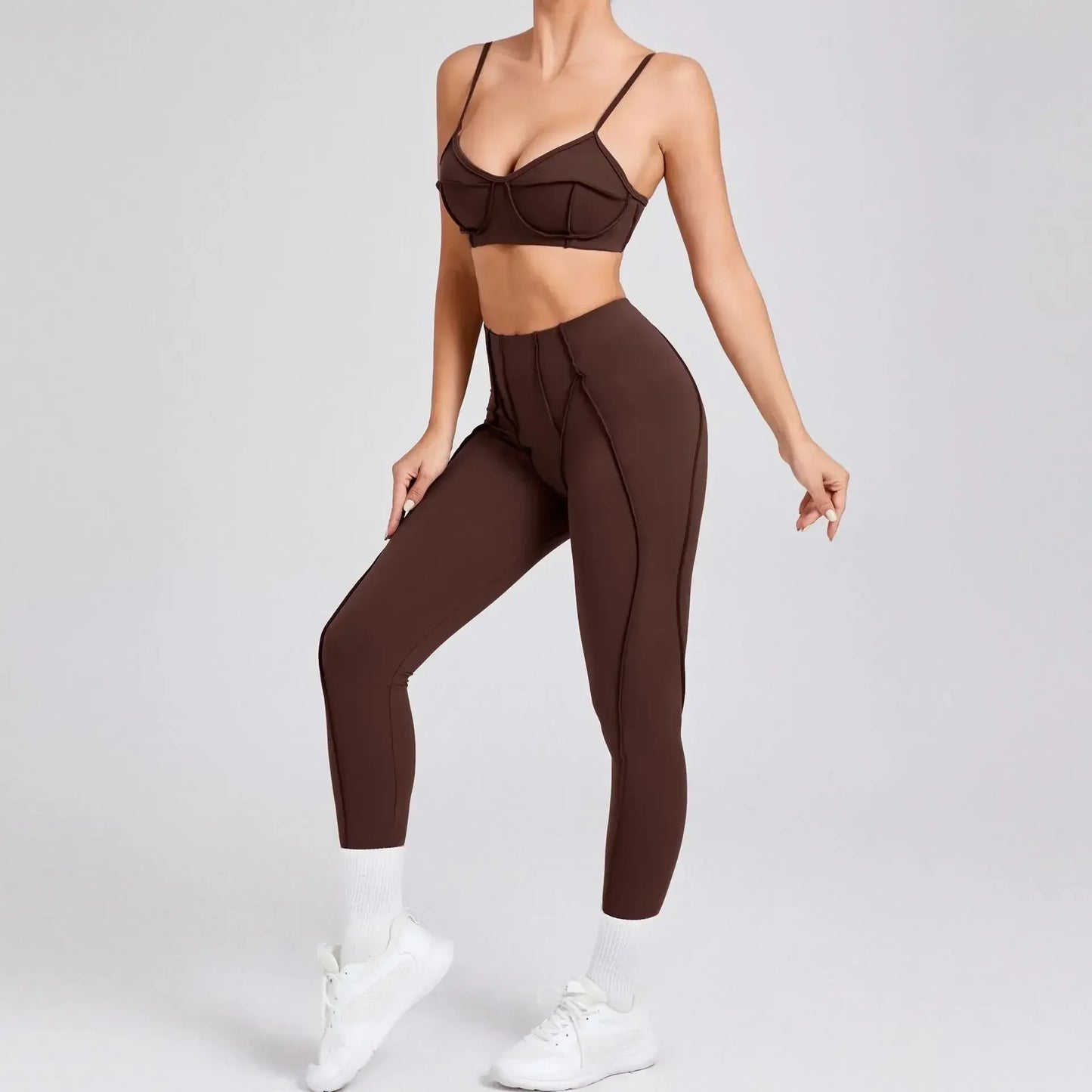 Women's Seamless 2-Piece Yoga Set - High-Waist Leggings and Bra for Fitness & Activewear