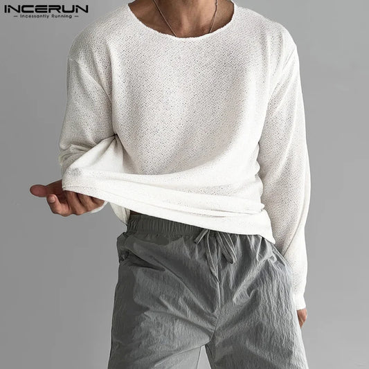 Men's Casual O-Neck Long Sleeve Breathable Sweater