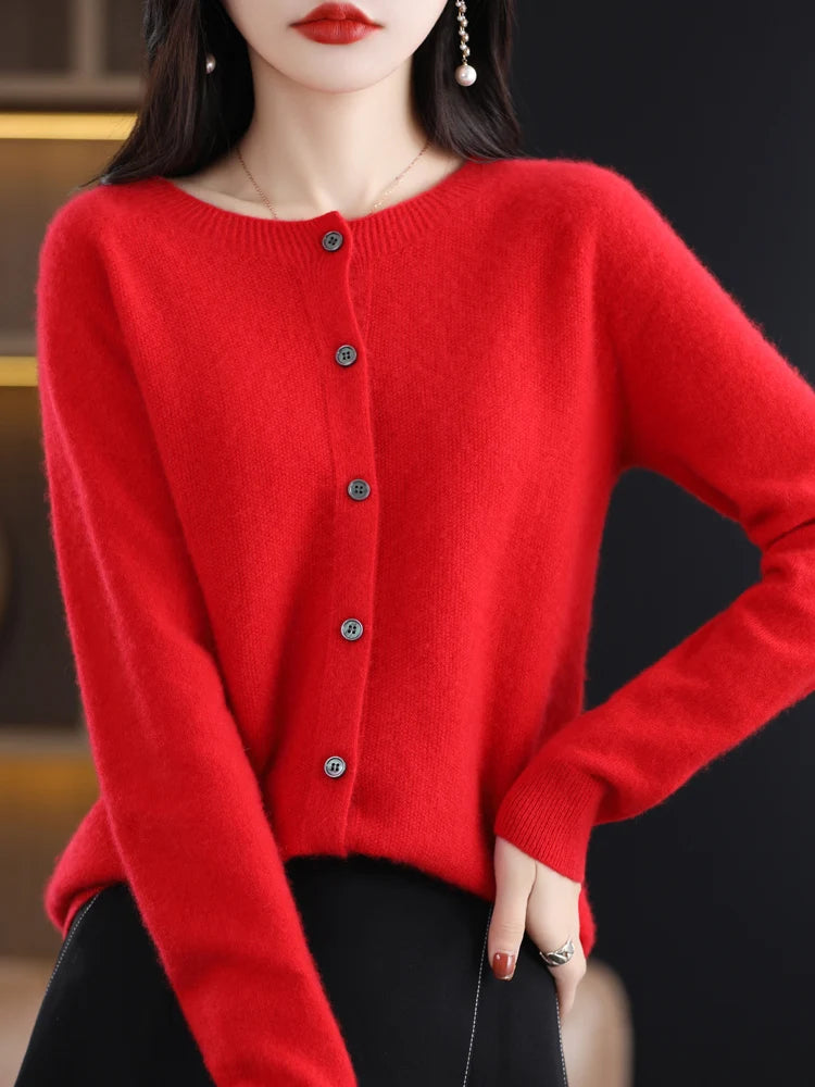 Women's Long Sleeve Merino Wool Cardigan