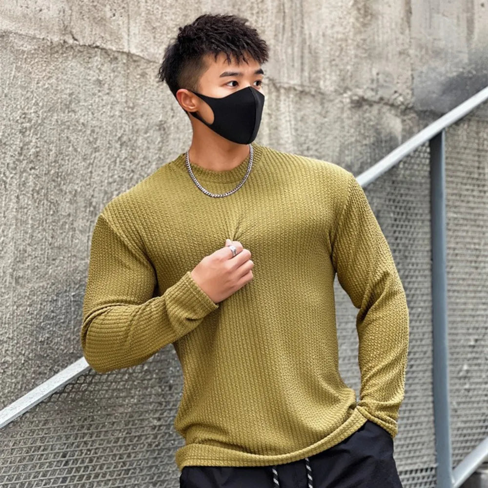 Men's Long Sleeve Slim Fit Striped Sweater