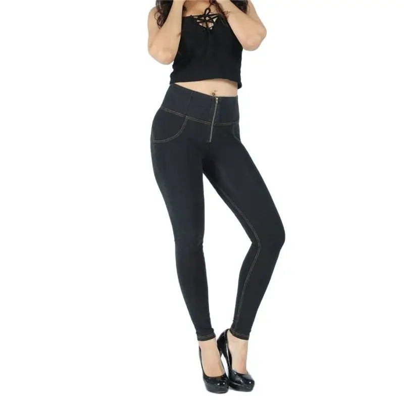 High-Waisted Women's Denim Jeans - Slim Fit Pencil Pants for Women