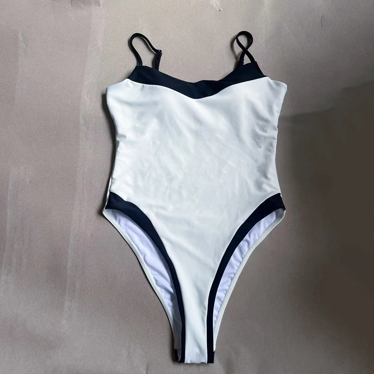 Women's High Waist One Piece Swimsuit - Bathing Suit with Patchwork Design