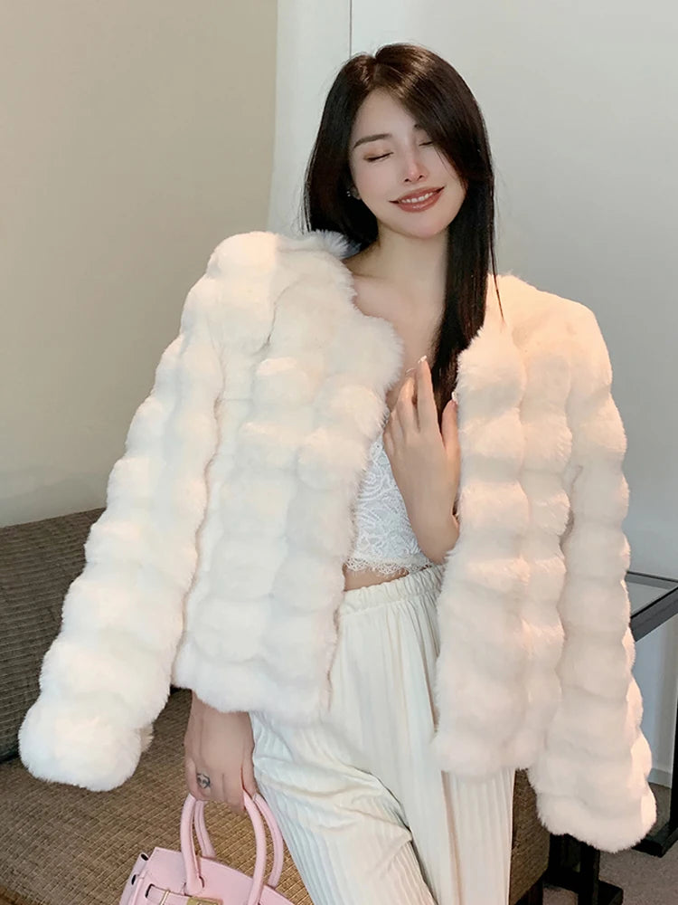 Women's Plus Size Faux Fur Coat