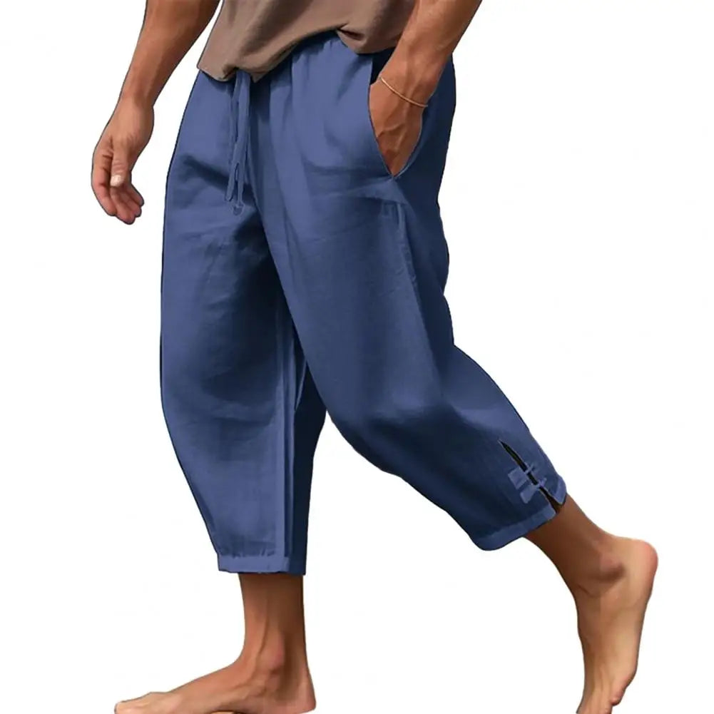 Men's Oversized Linen Trousers with Large Pockets