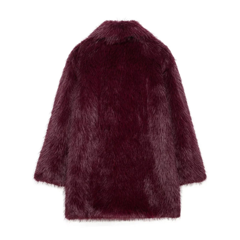 Women's Thick Fury Warm Coat with Flip Collar