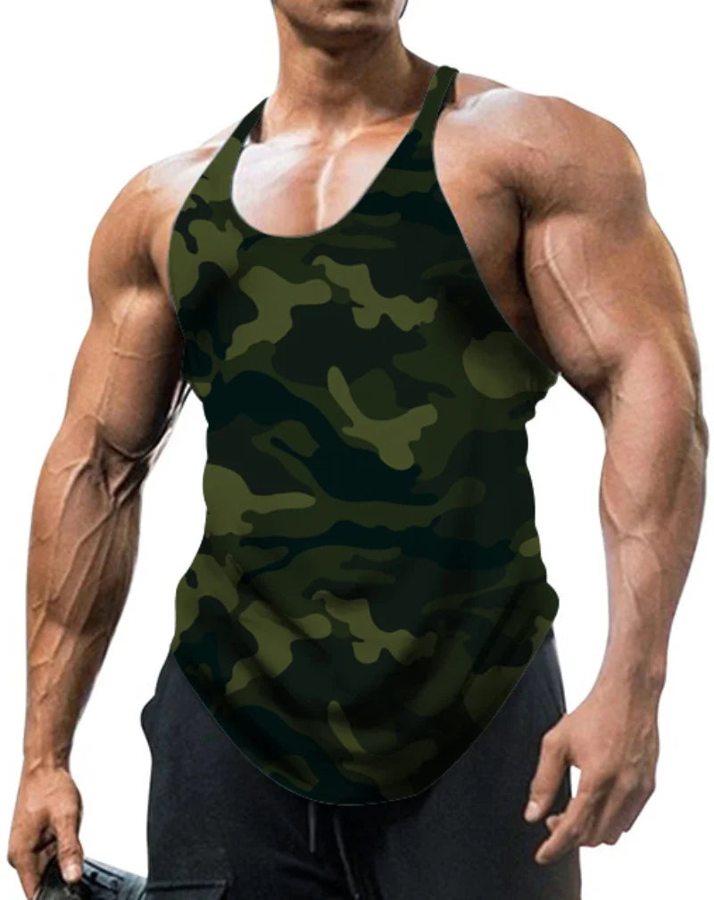 Men's Slim Fit Camouflage Sleeveless Stringer Tank Top