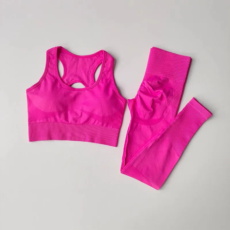 High Waist Seamless Leggings and Bra Set for Women