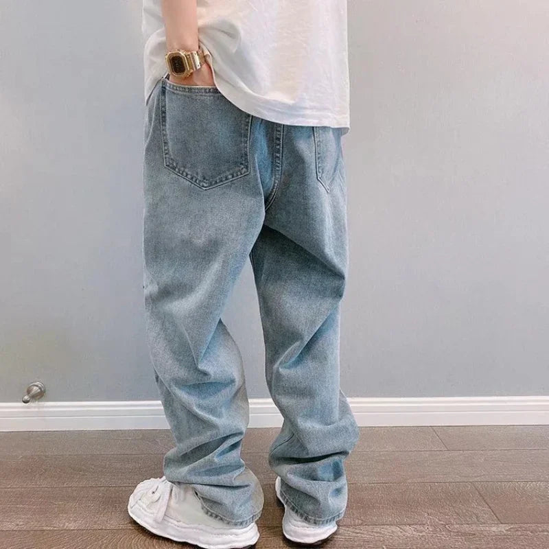 Men's Baggy Jeans - Oversized Straight Fit Wide Leg Denim Pants