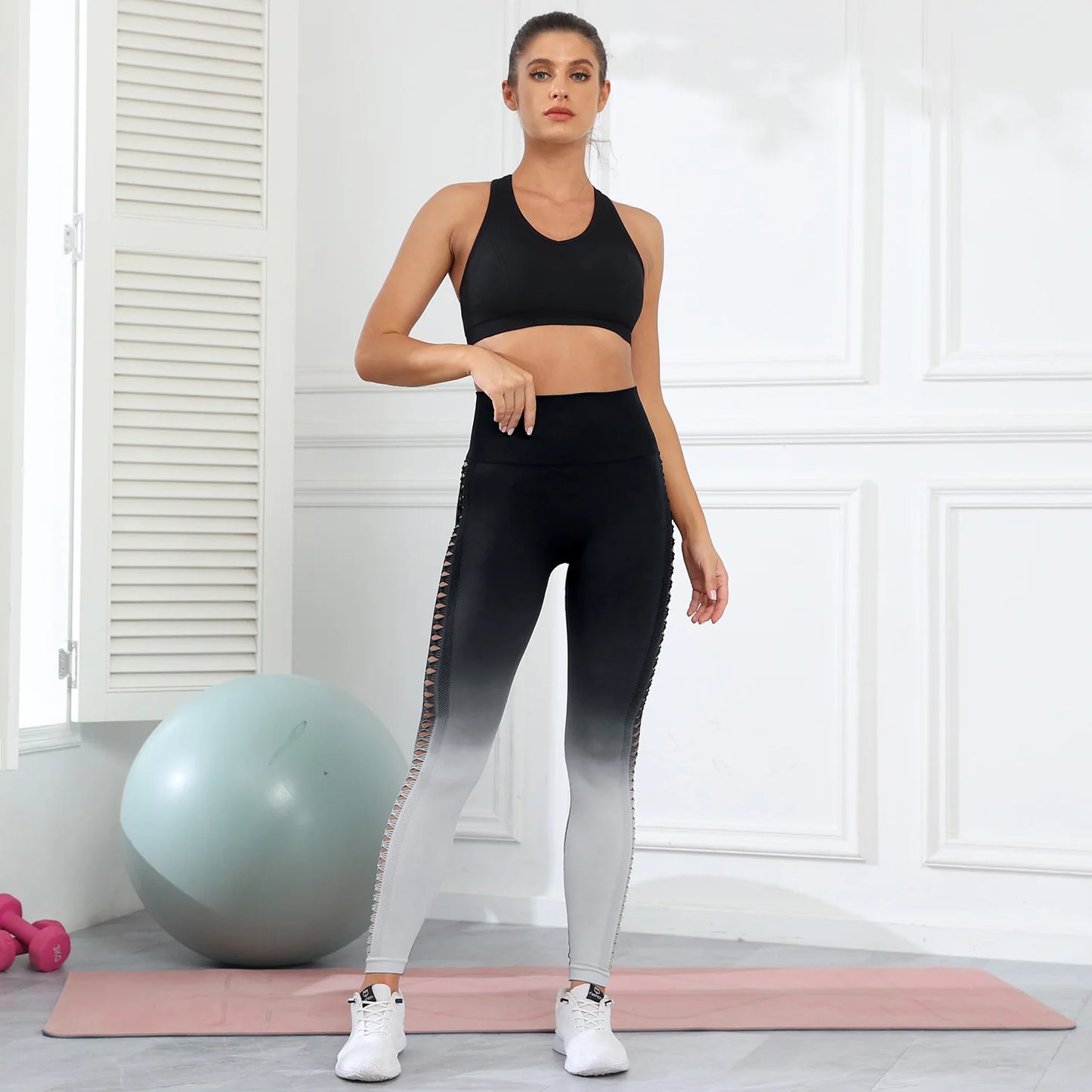 Women's High-Waisted Mesh Yoga Leggings - Various Colors
