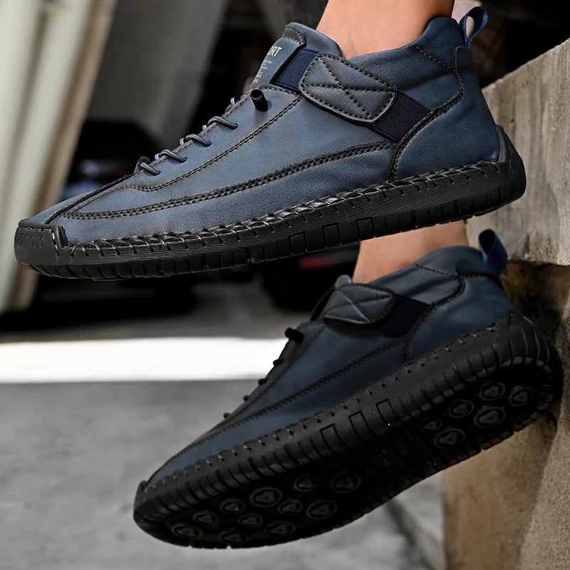 Men's Casual Shoes - Fashionable Solid Faux Leather Footwear