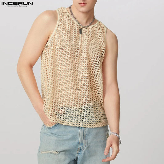 Incerun Men's Mesh Transparent Tank Top Vest