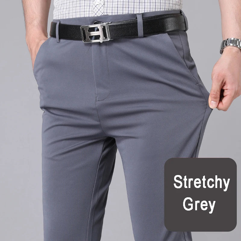 Men's Stretchy Straight Leg Trousers - Various Colors