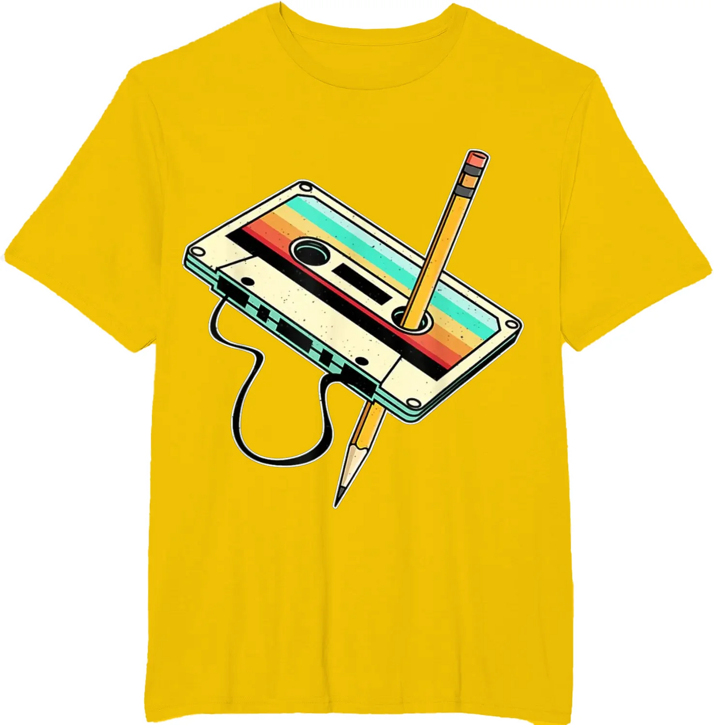 Unisex Retro Cassette Tape Pencil T-Shirt - Various Colors