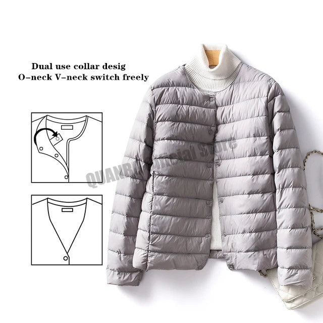 Women's Duck Down Puffer Jacket - Warm Liner Winter Coat for Women