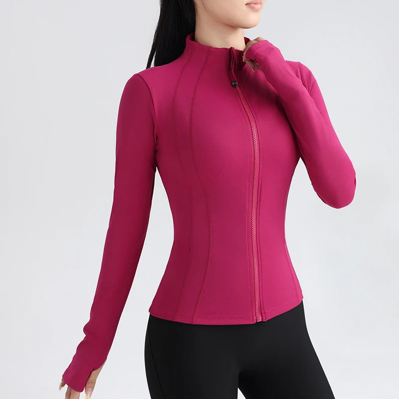 Women's Slim Fit Long Sleeve Zipper Sweater Jacket