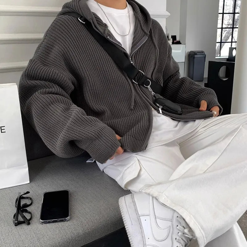 Men's Lightweight Luxury Knit Hoodie with Zipper
