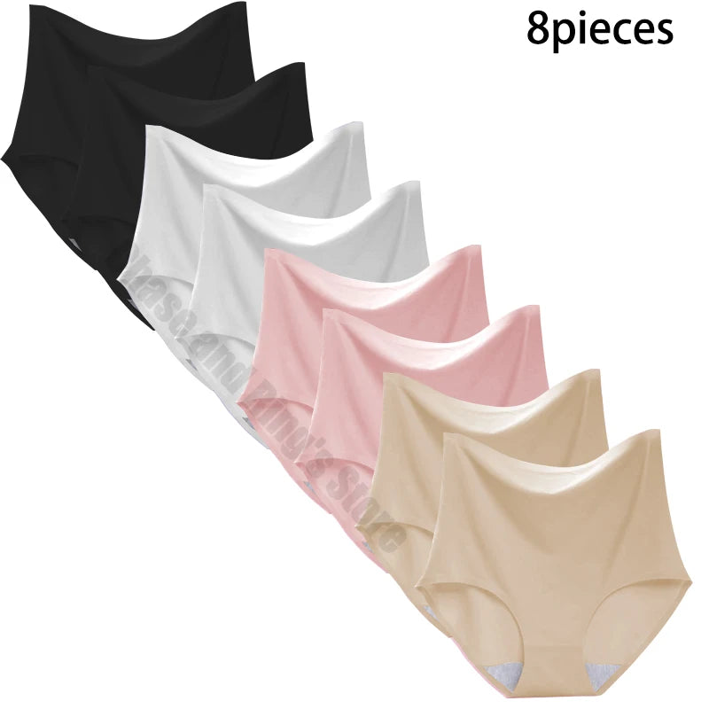 8-Pack Women’s Ice Silk Seamless Triangle Briefs - Comfortable, Tight Fit, Elastic Underwear Set