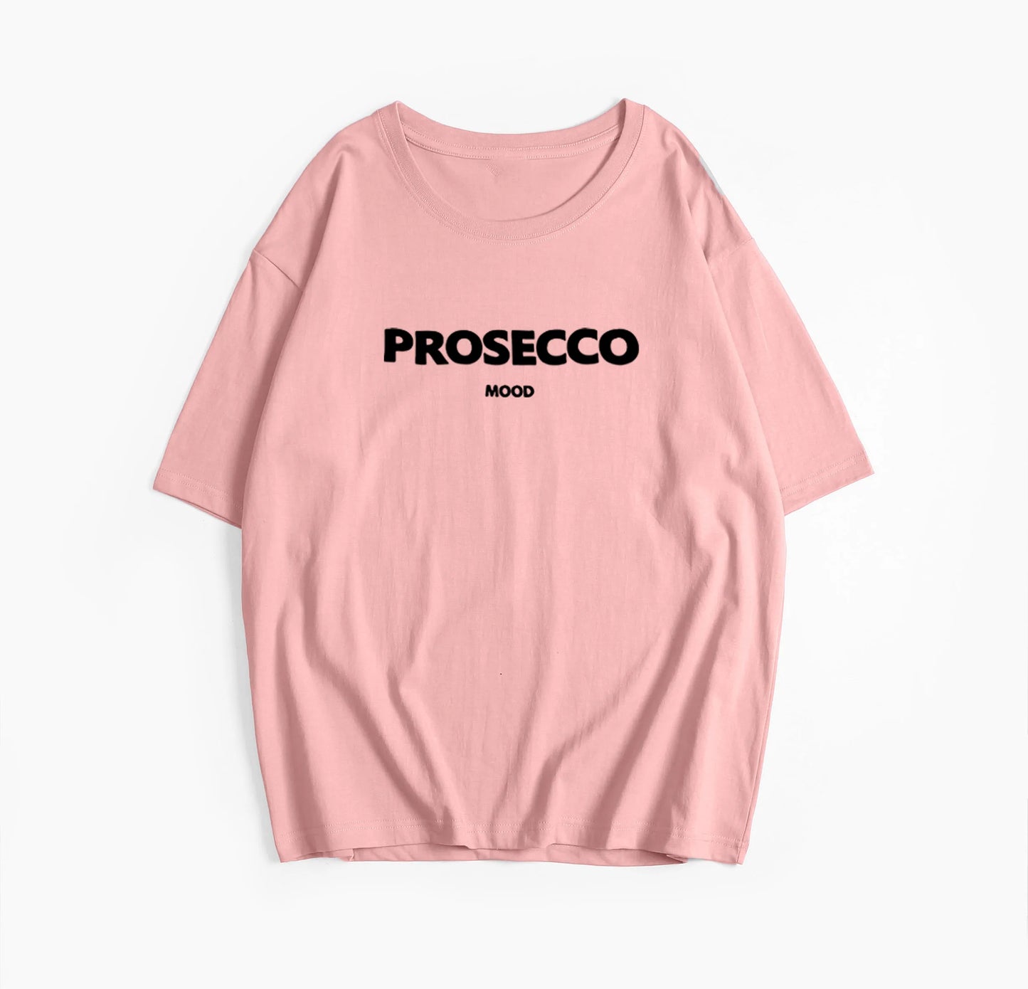 Cotton "Prosecco Mood" Print T-Shirt for Women - Casual Loose Fit Tee by Hirsionsan