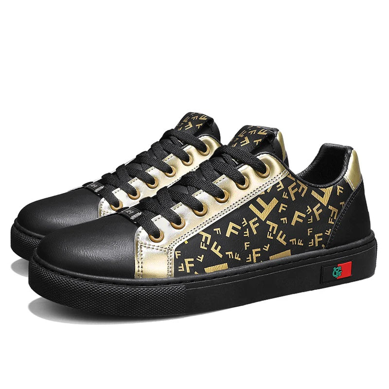Men's Faux Leather Lace-Up Sneakers