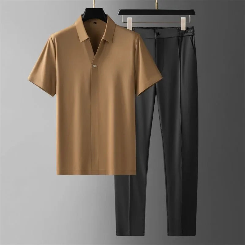 Men's Two-Piece T-Shirt and Pants Set - Stylish Casual Matching Outfit for Men
