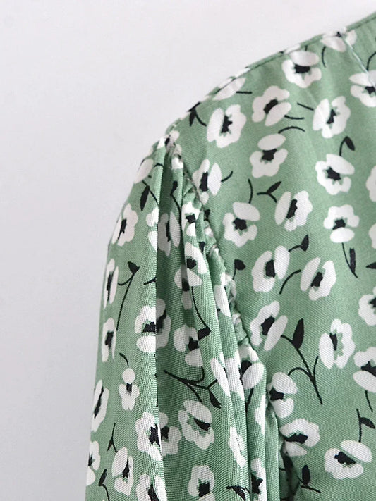 Vintage Women's Floral Print Rayon Blouse & Crop Shirt