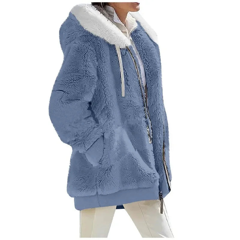 Womens Fleece Lined Hooded Jacket - Various Colors