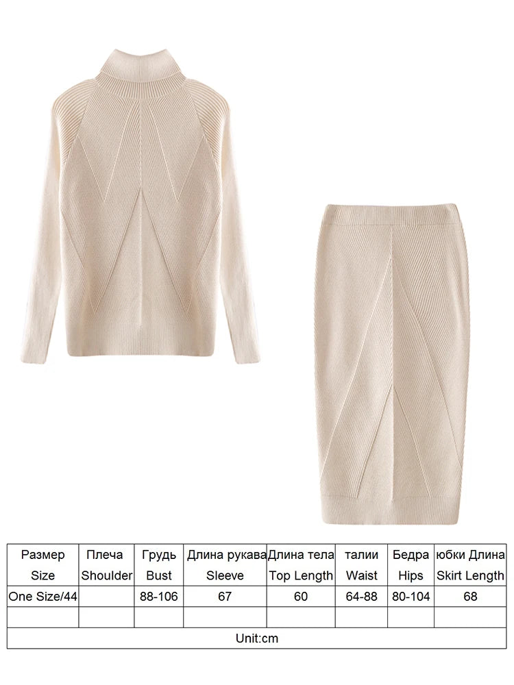 TYHUR Women's Turtleneck Sweater & Slim Skirt Two-Piece Set