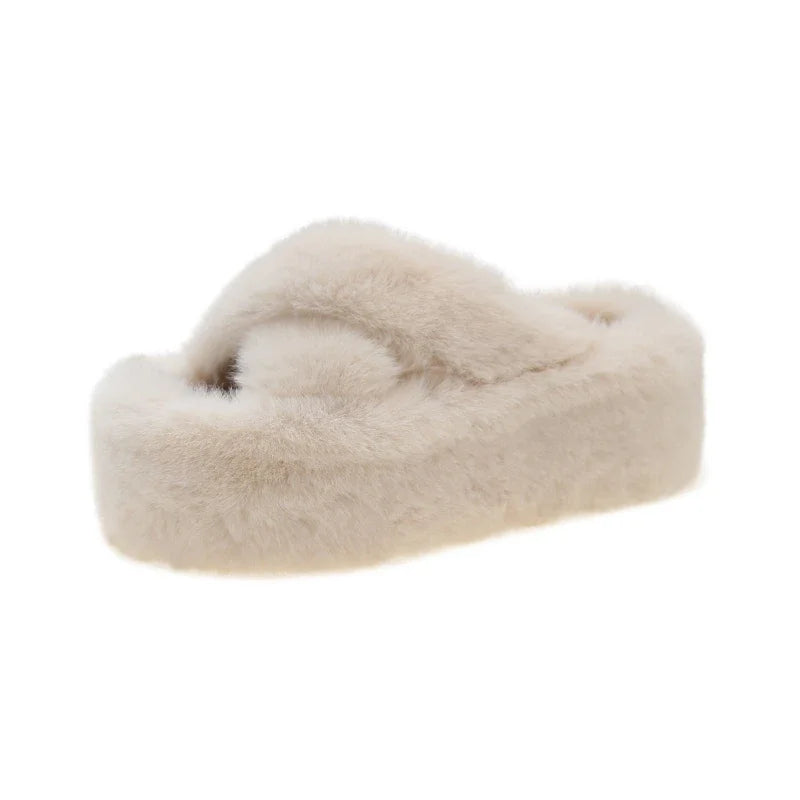 Women's Faux Fur Slippers - Luxury Fluffy Plush Indoor Slippers