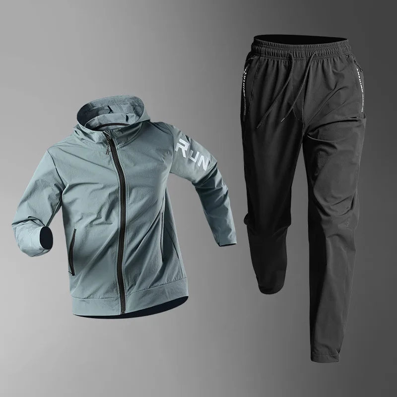 Men's Quick Dry Fitness Set: 2-Piece Jacket and Sweatpants Combo - Loose Fit