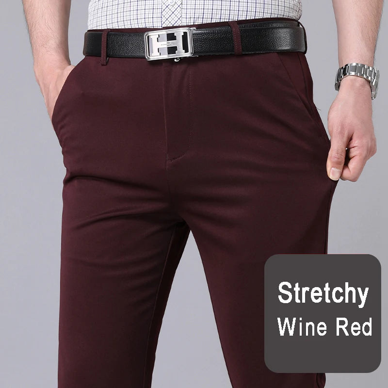 Men's Stretchy Straight Leg Trousers - Various Colors