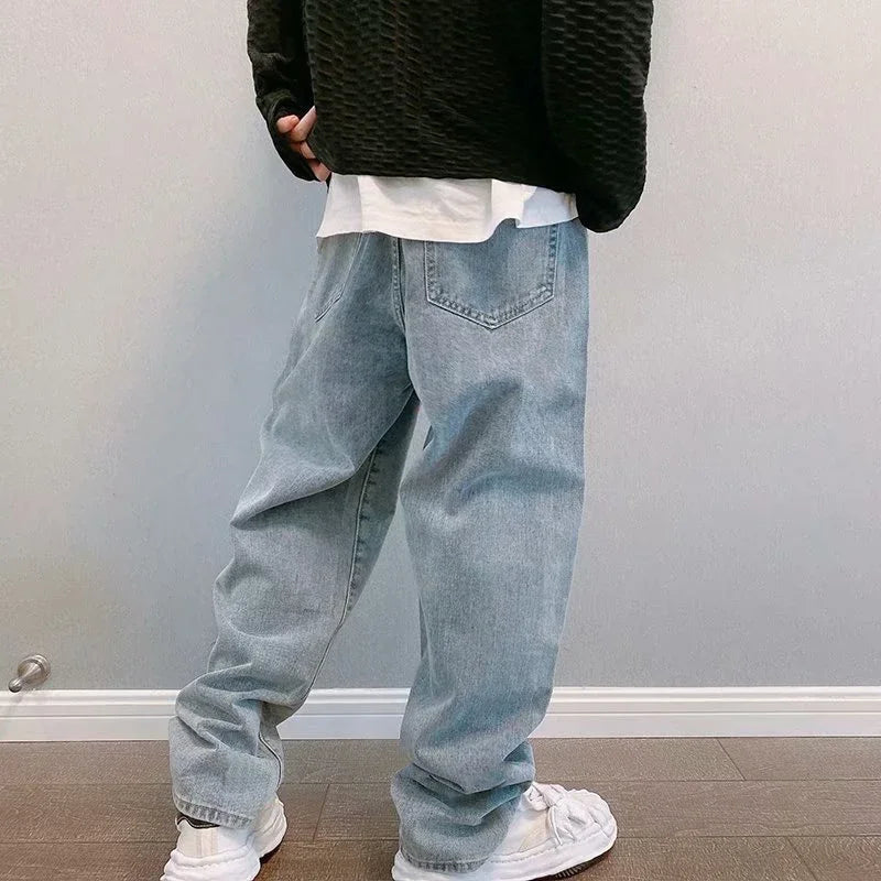 Men's Baggy Jeans - Oversized Straight Fit Wide Leg Denim Pants
