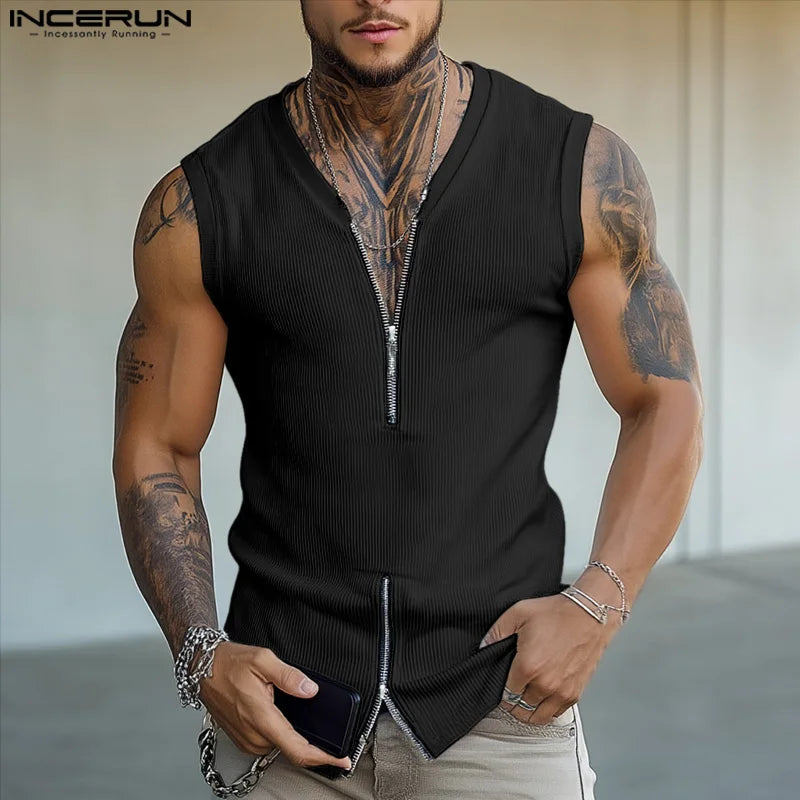 Incerun Men's Sleeveless Zipper Vest