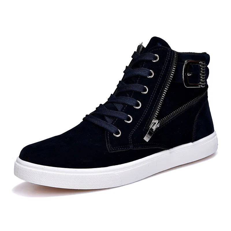 Men's Breathable High Top Casual Sneakers with Side Zipper