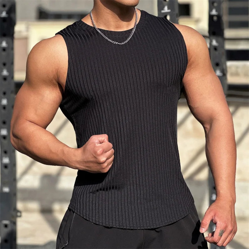 Men's Elastic Striped Tank Top
