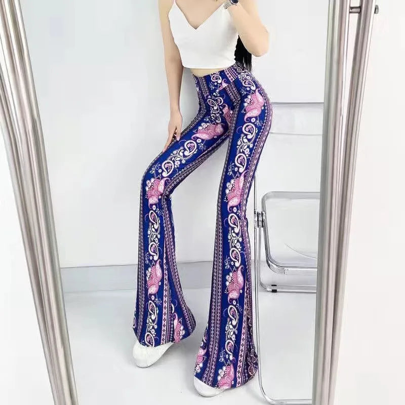 Women's Slim High Waist Striped Flare Pants