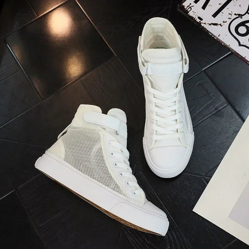 Women's High Top Mesh Lace-Up Sneakers